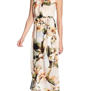 Sangria Floral Chiffon Maxi Dress